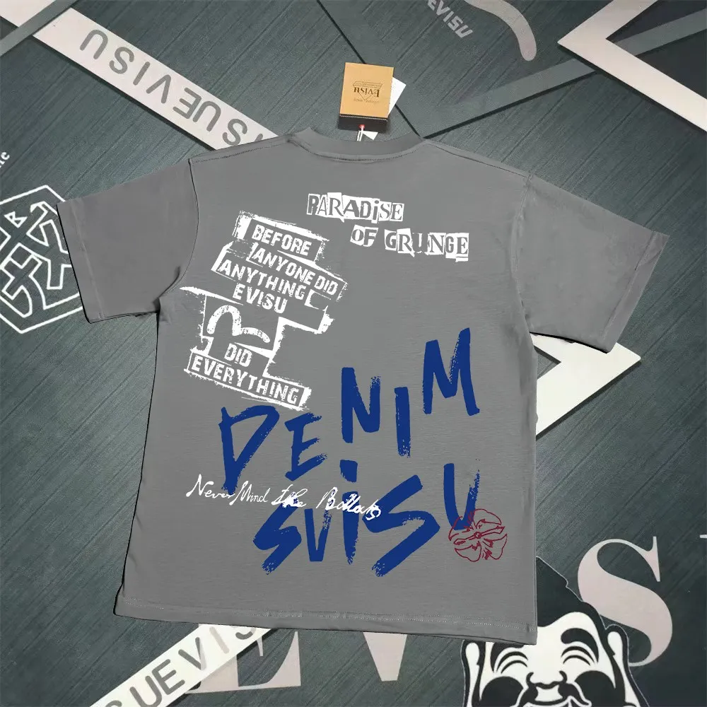 Evisu 2025New Arrival T ⚠ Quality⚠ Same Style T 。 ，Black S-XXL，White S-XXL，Gray M-XXL，Red M-XXL， Red M-XXL Blue M-XXL